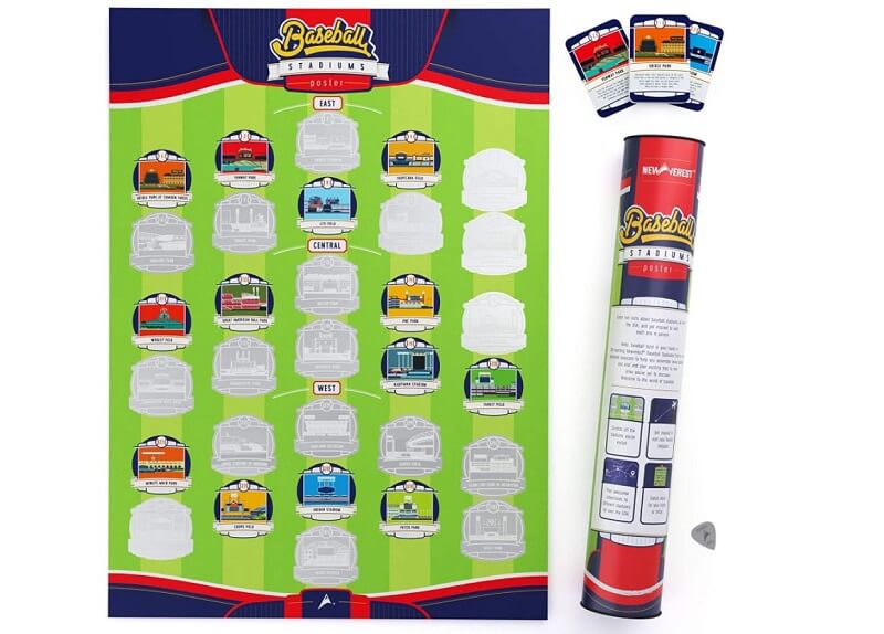 Stadium Checklist Map Unique Baseball Themed Gift